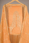 Bright Orange Chanderi Semi Stitched Suit Gotta Patti Work