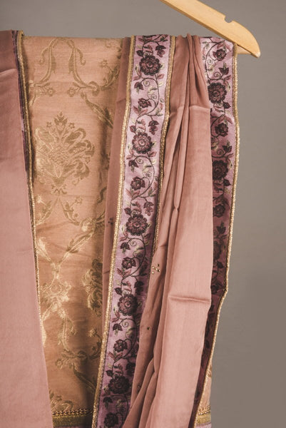 Pink Embroidered Brocade Sharara Fabric