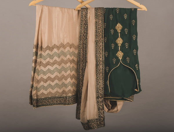 Chiffon Embroidered Sharara Green