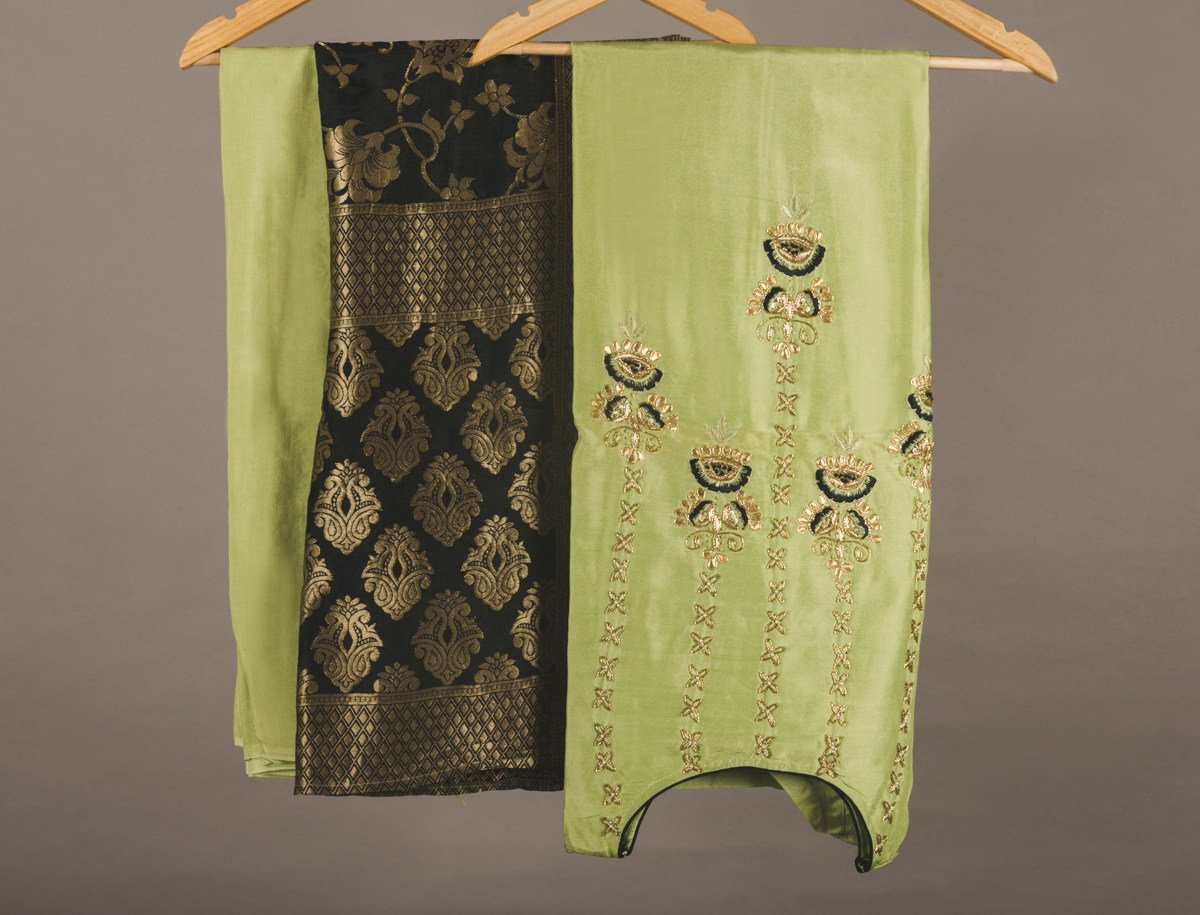 Green Suit with Brocade Dupaata