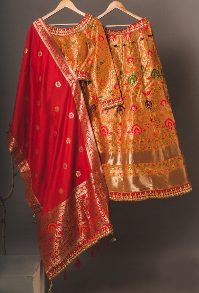 Orange Brocade Lehenga