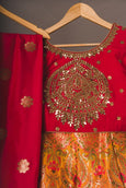 Orange and Magenta Brocade Lehenga