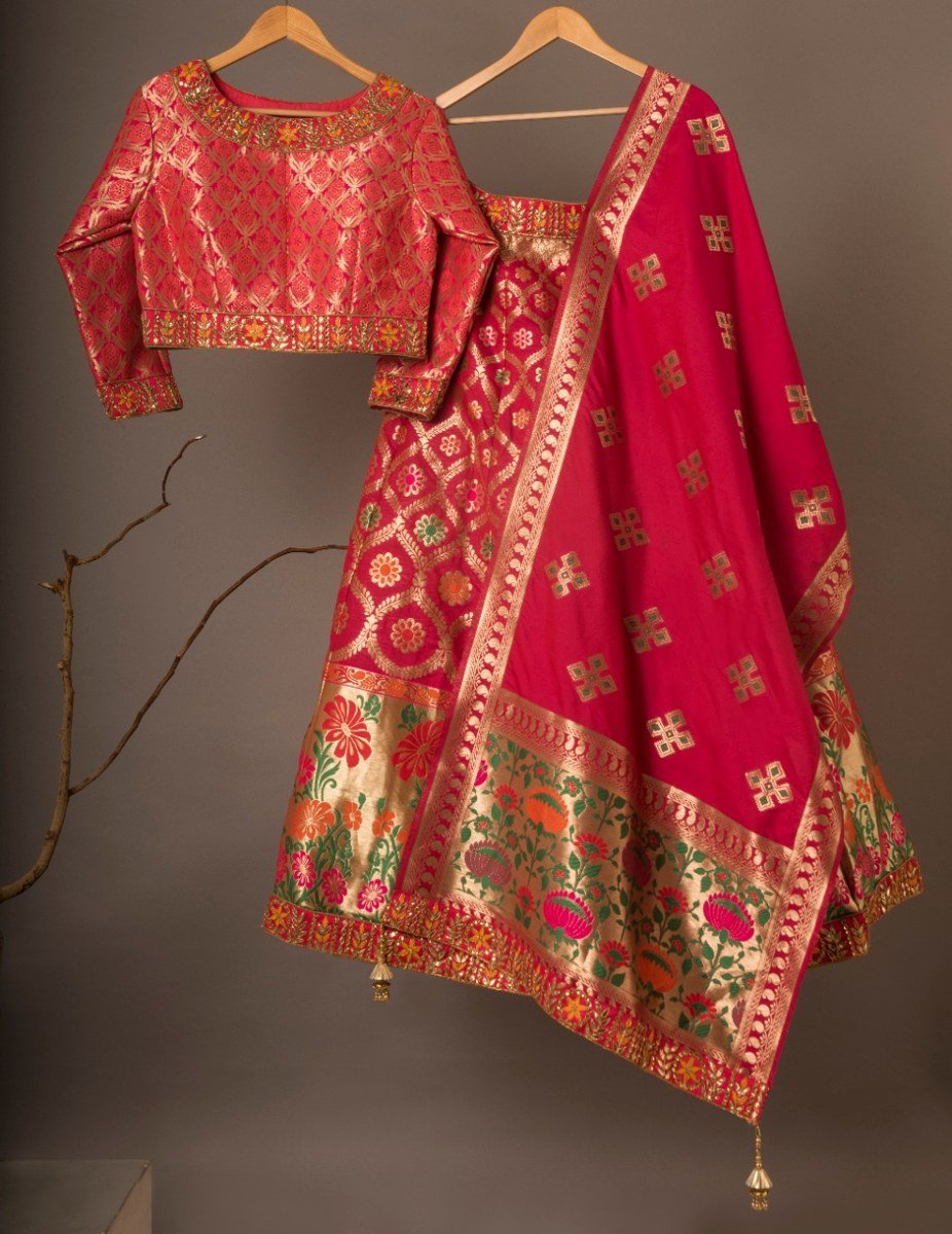 Pink Brocade Lehenga