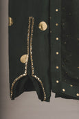 Polka Dot Bell Sleeves Suit Bottle Green