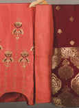 Peach Suit with Brocade Dupaata