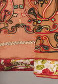 Multi Colored Embroidered Suit Fabric - Peach And Cream