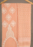 Peach And Cream Colour Embroidered Suit Fabric