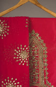 Scarlet Red Chanderi Gota Patti Suit Fabric