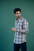 Teal Coral Tartan Checks Shirt